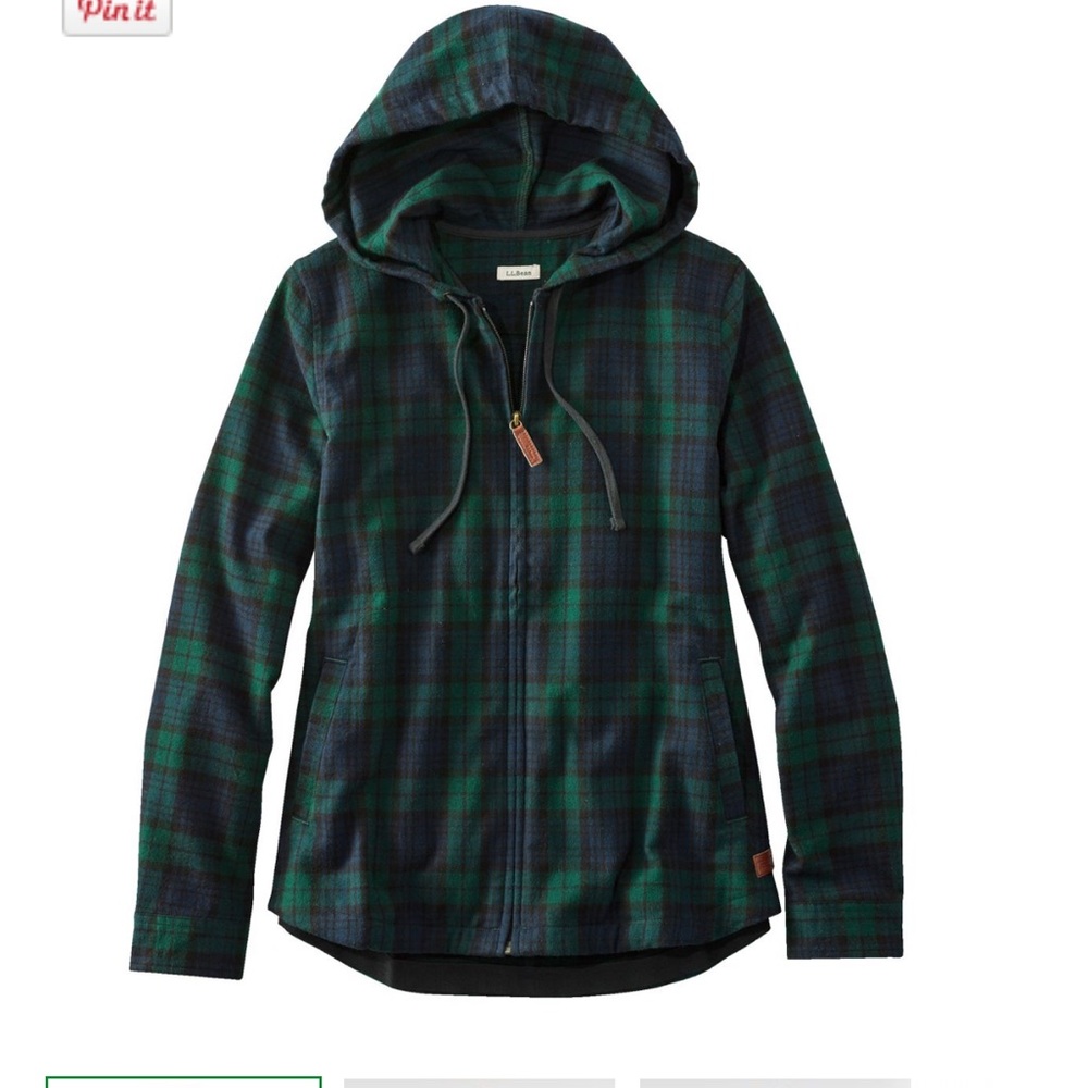 Women's Scotch Plaid Flannel Shirt, Relaxed Zip Hoodie Size L